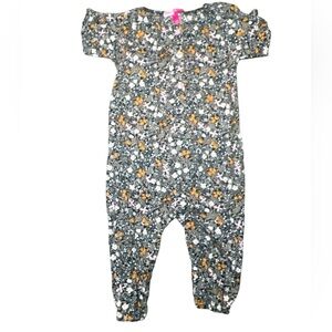 Penelope Mack Floral Kids Footie in Black and Orange
